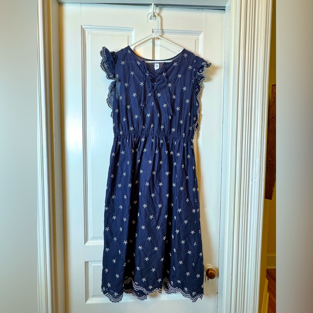 Gap calf length dress, navy and white, size XL